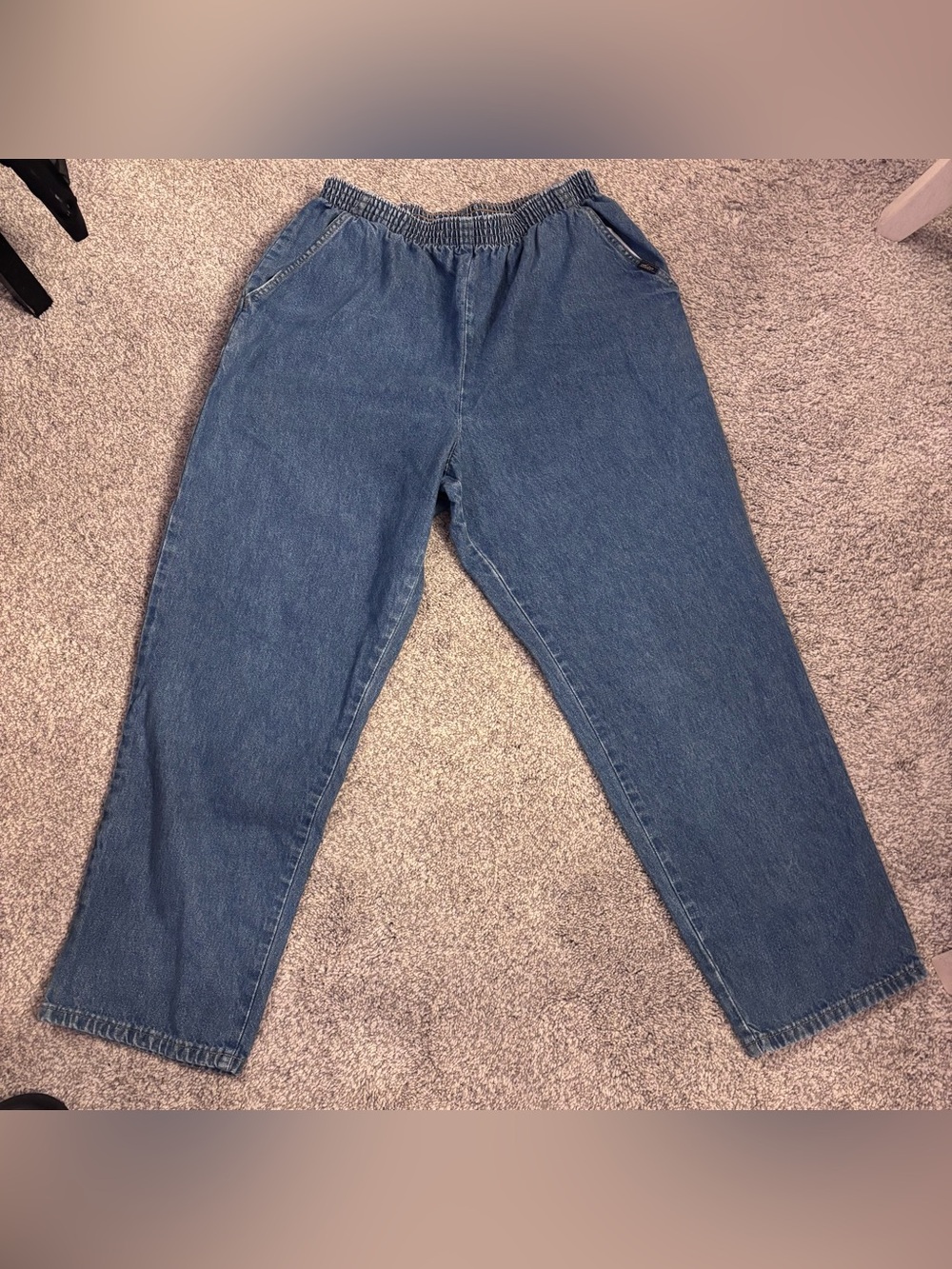 Vintage 90s Chic Elastic Waist Mom Jeans Denim High Rise Plus Size 16 Petite